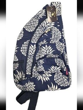 Navy Pineapple Print Crossbody Bag